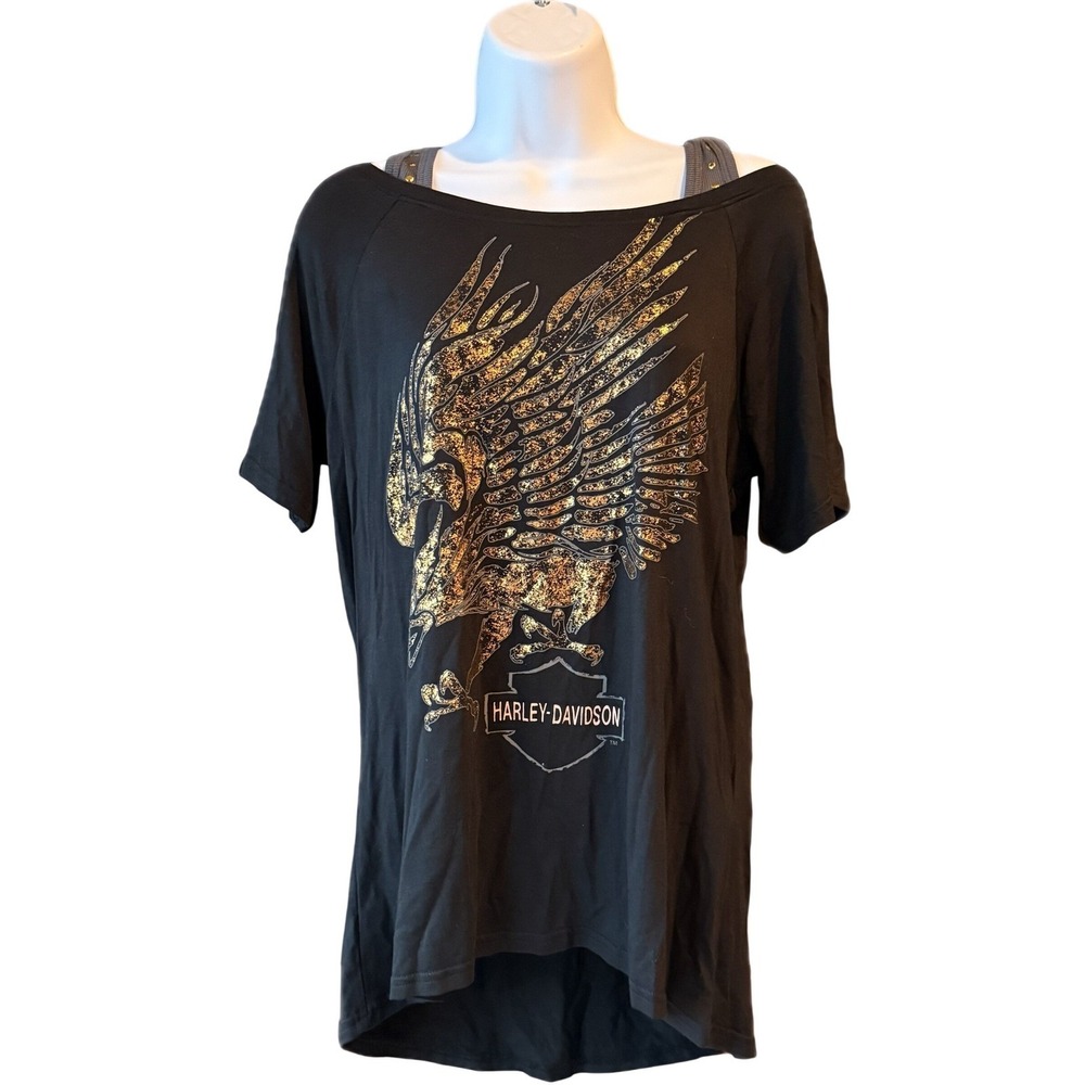 Harley Davidson Eagle Graphic T-Shirt Size Medium Black Motorcycle Biker NEW